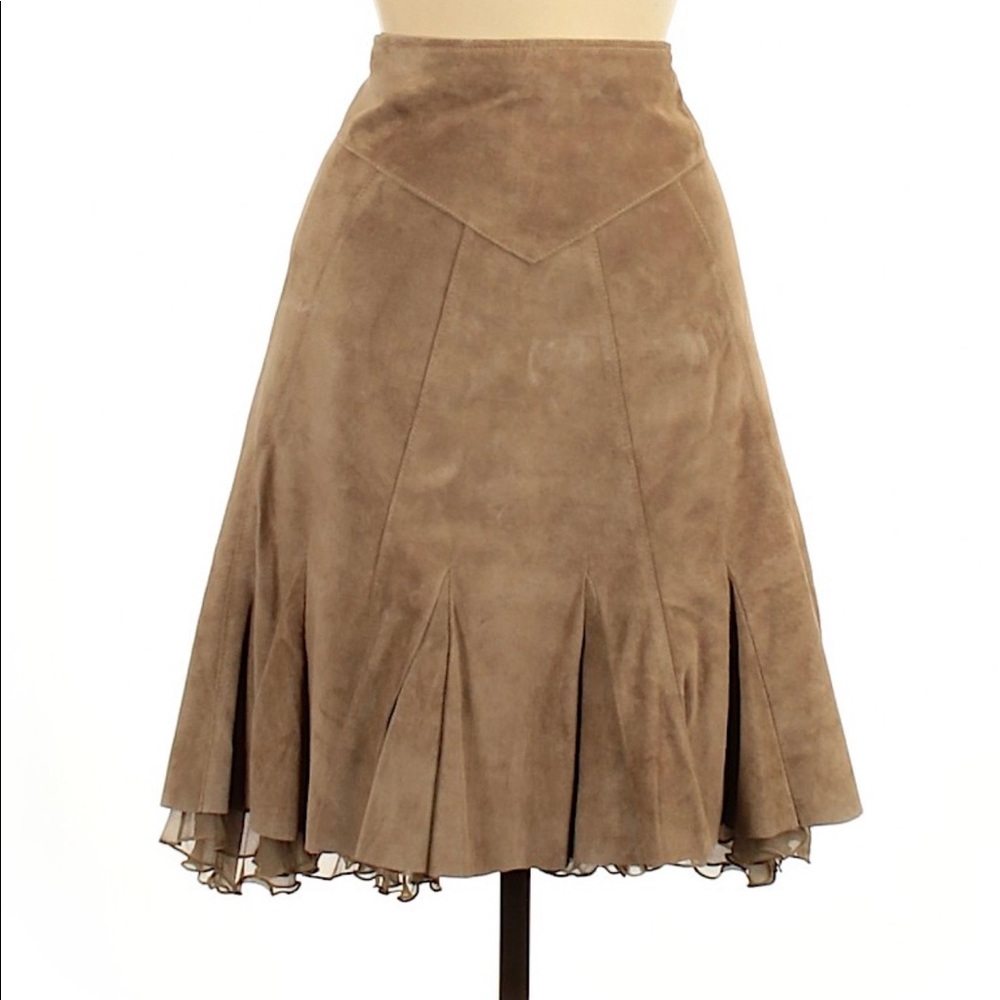 June~Anthropologie Suedes Leather Skirt Sz 6 EUC💫